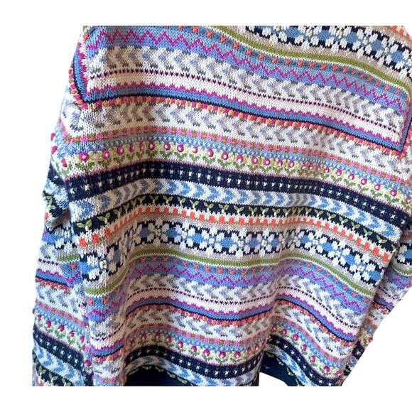 Vintage 90s Floral Textured Bobble Cardigan Sweater Y2K Fair Isle Cottagecore XL - Picture 8 of 11